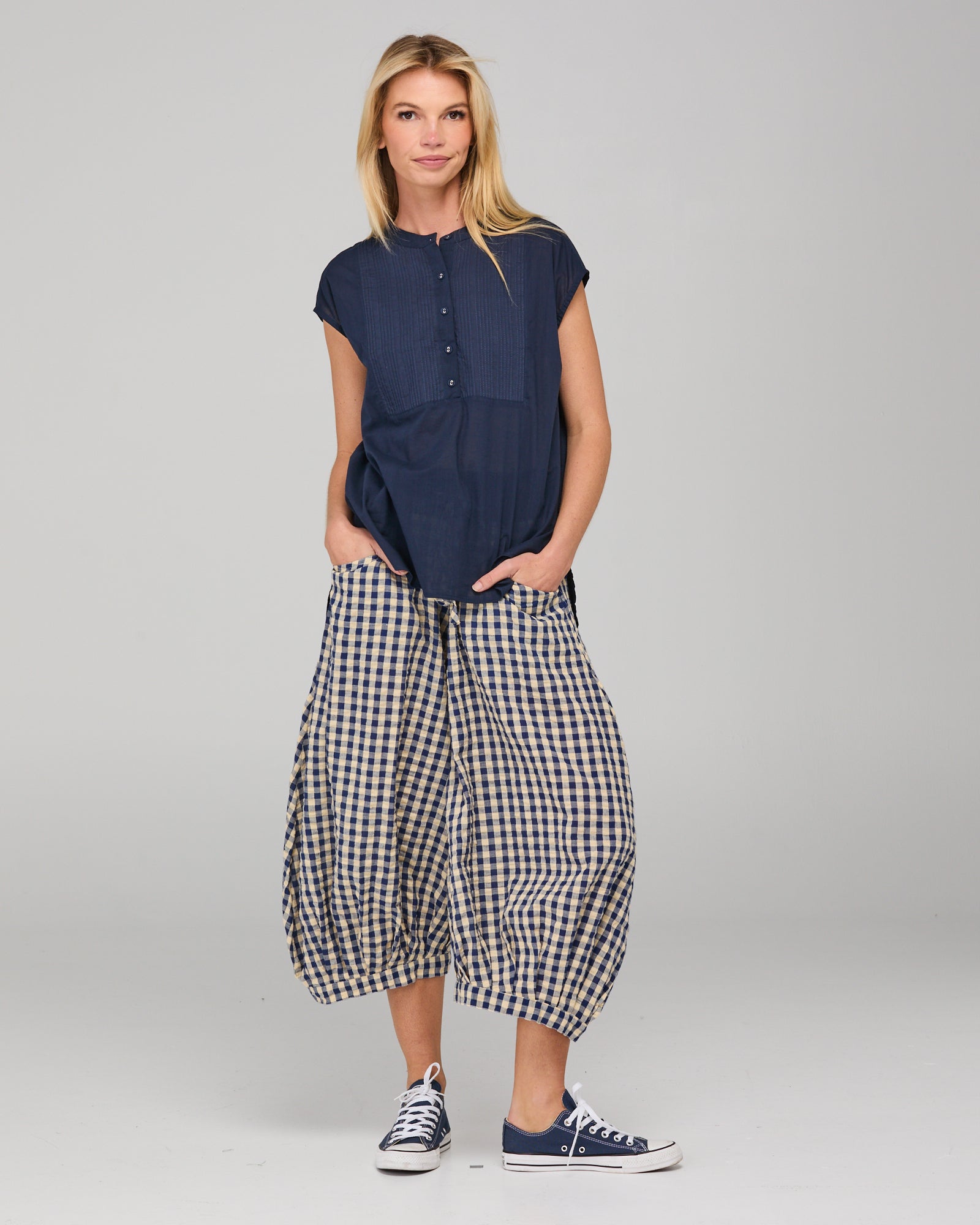 Guru Pant - Navy Seersucker