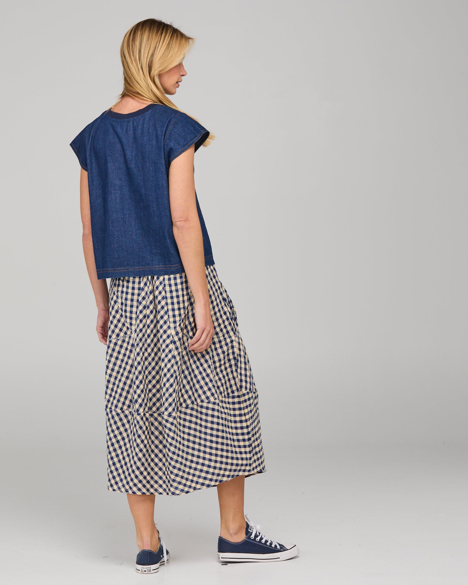 Leaf Top - Dark Denim Contrast Stitching