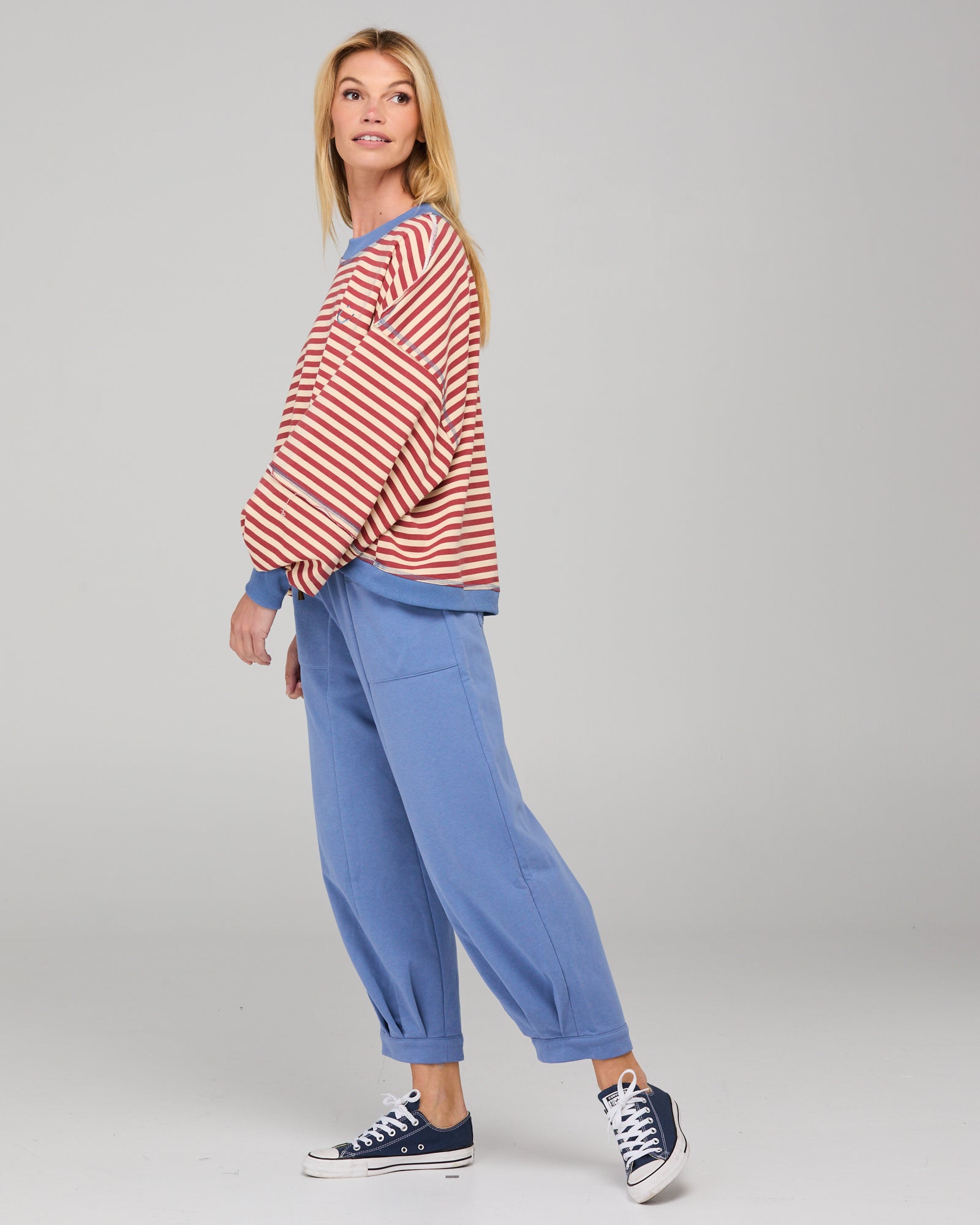 Guru Sweater - Washed Maroon Stripe