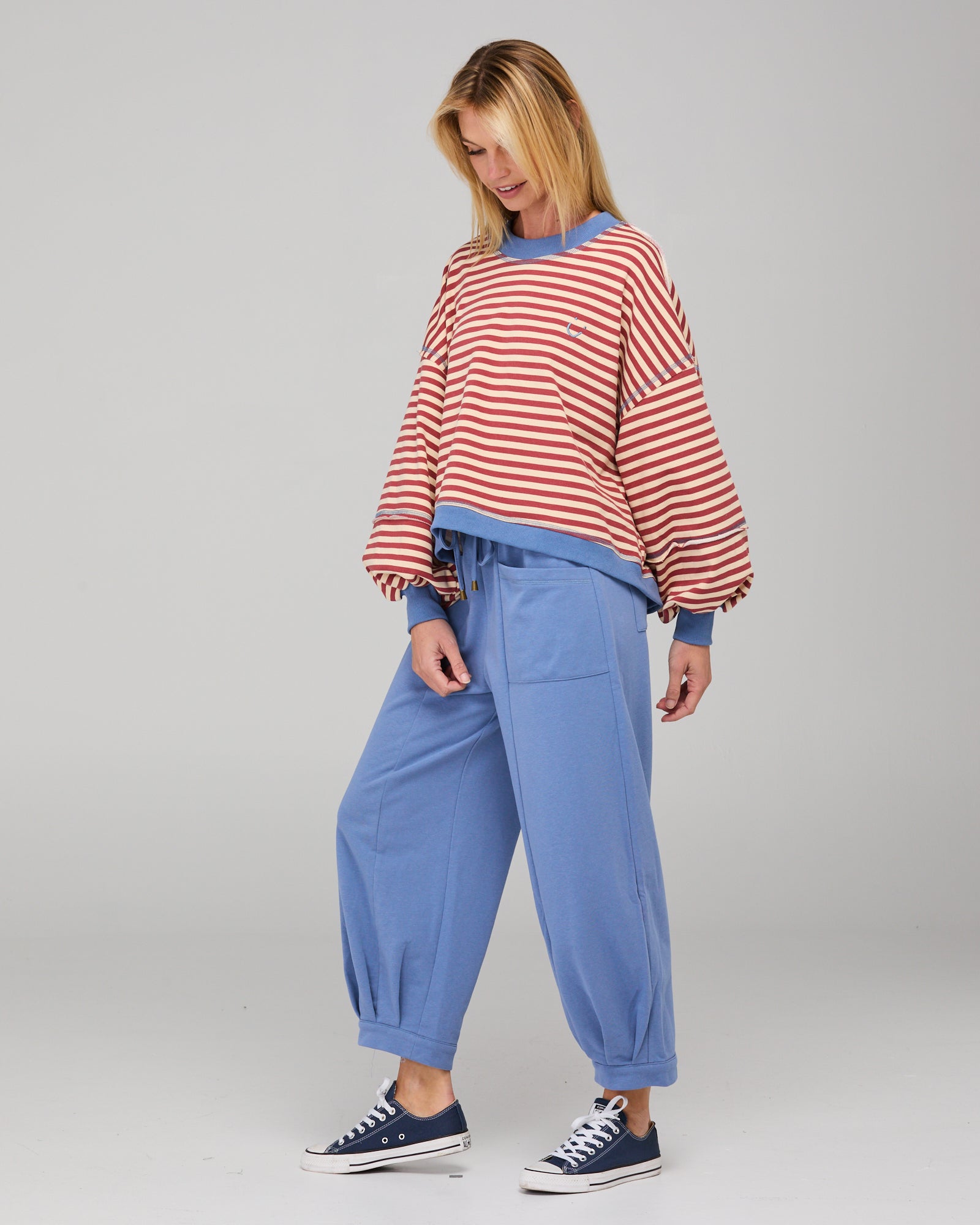 Guru Sweater - Washed Maroon Stripe