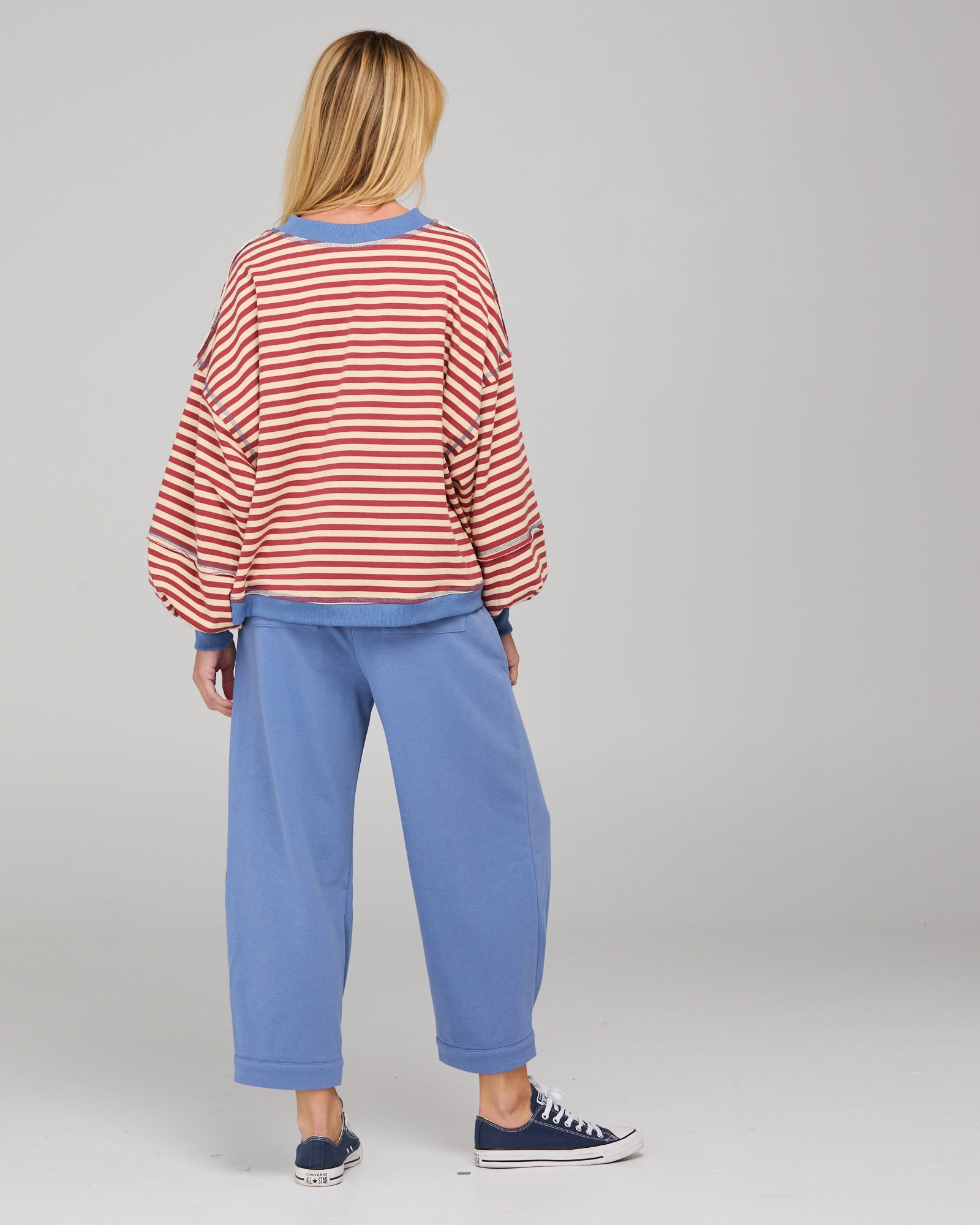 Guru Sweater - Washed Maroon Stripe