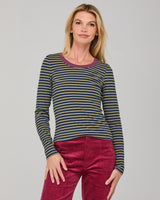 Bellissimo L/S Top -  Khaki/Navy Stripe