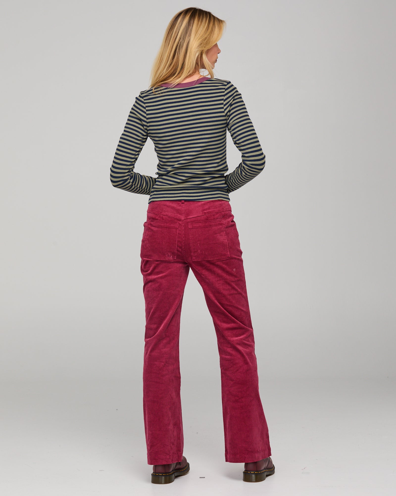 Bellissimo L/S Top -  Khaki/Navy Stripe