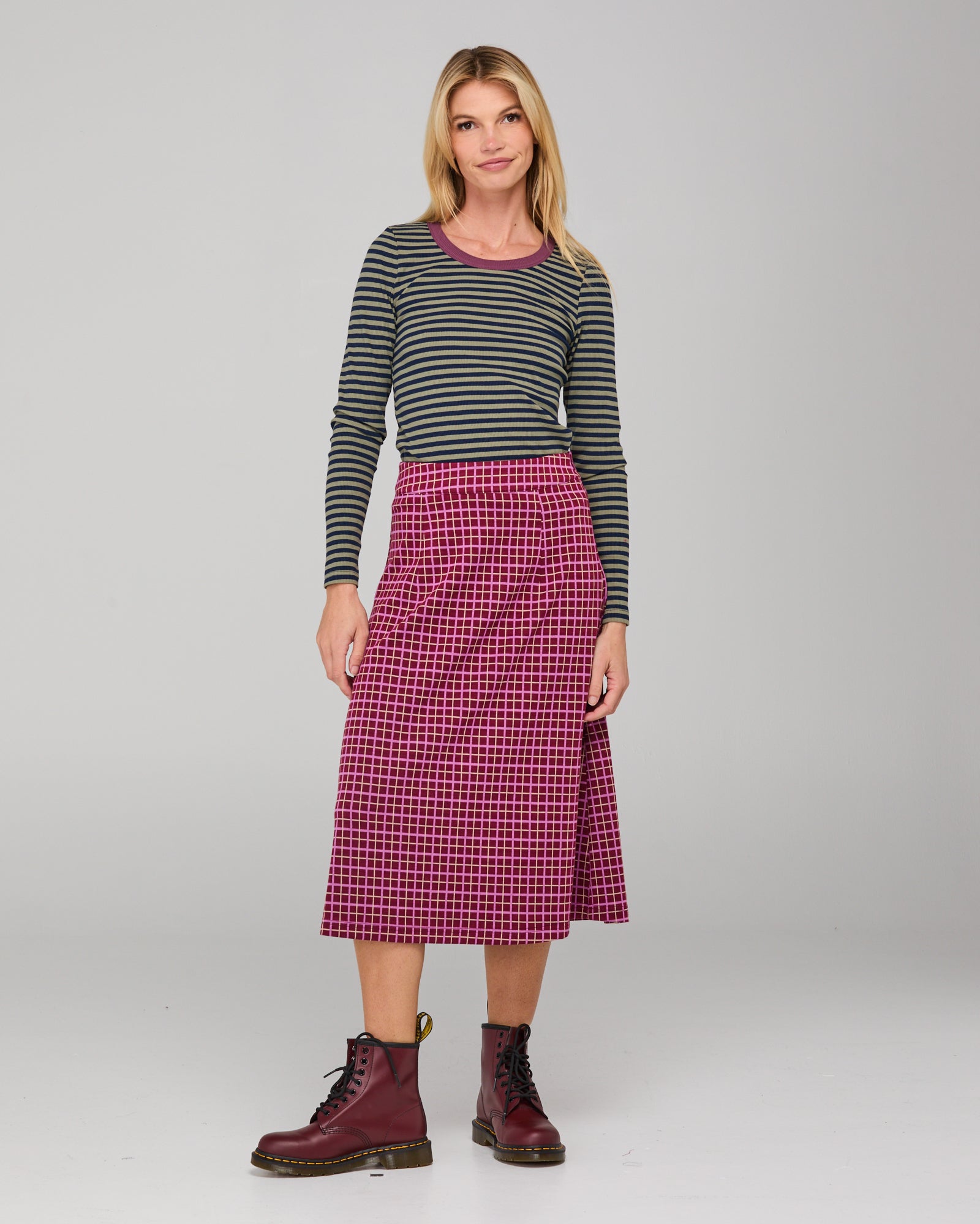 Bellissimo L/S Top -  Khaki/Navy Stripe