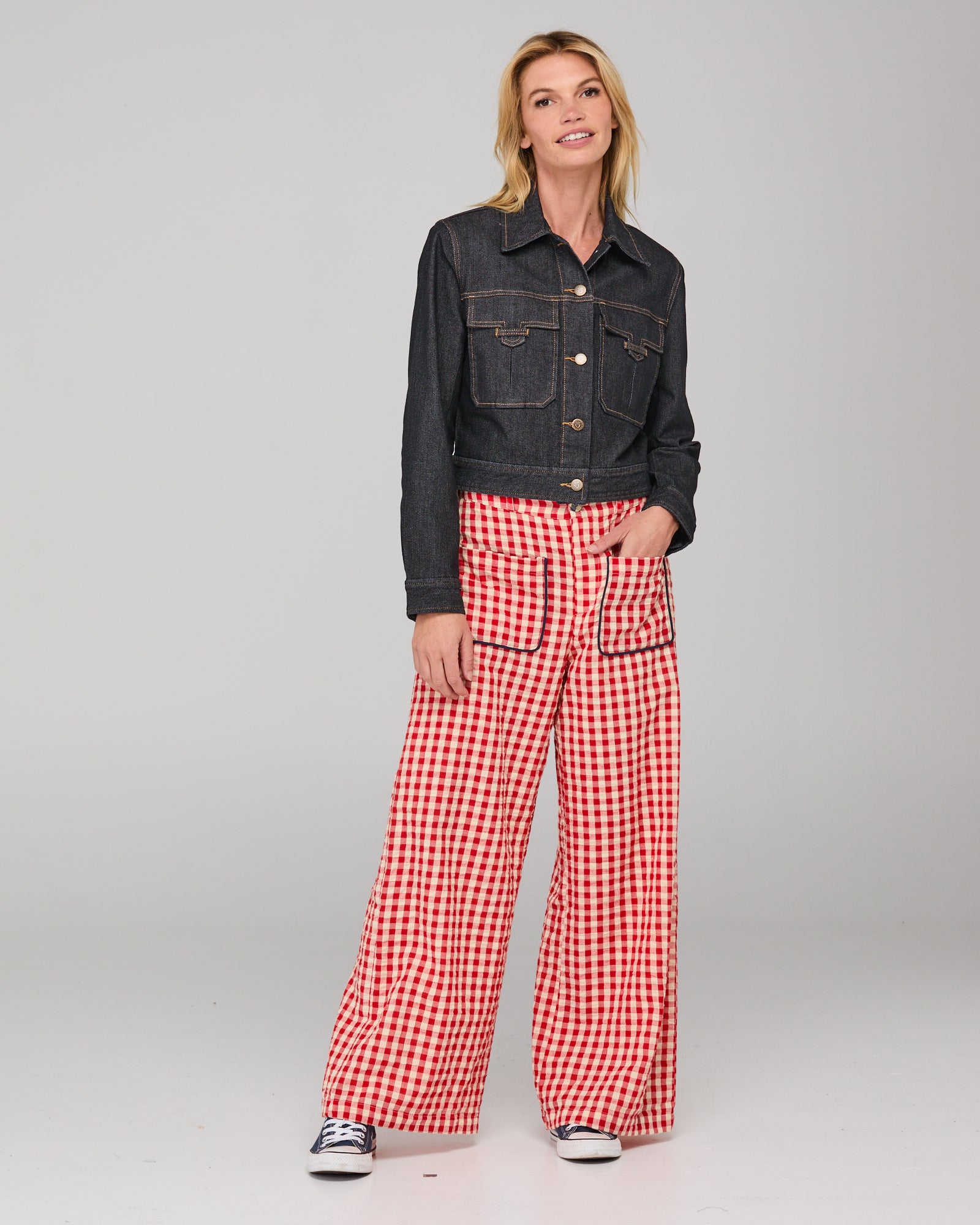 Fay Pant - Red Seersucker