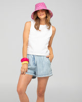 Reversible Wide Brim Bucket Hat  - Naples Viola/Pomodoro