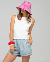 Reversible Wide Brim Bucket Hat  - Naples Viola/Pomodoro