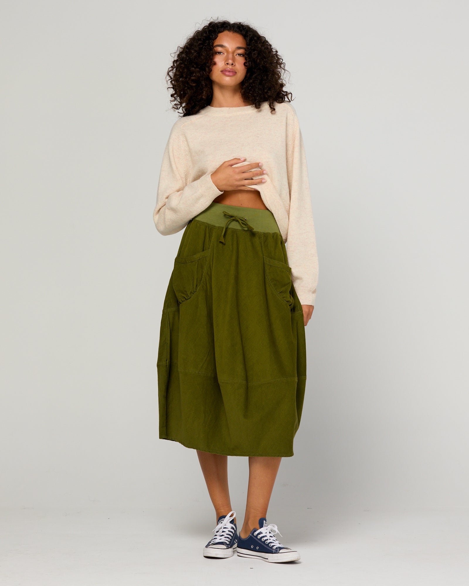 Cord Guru Skirt - Olive Green