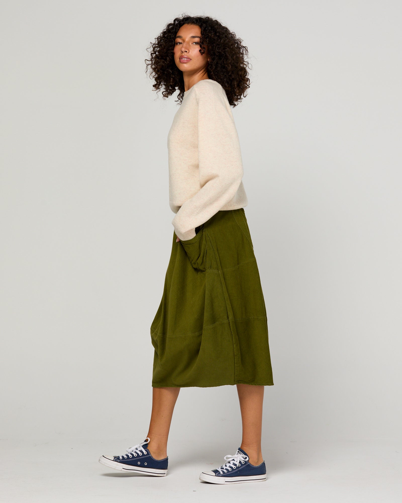 Cord Guru Skirt - Olive Green