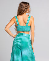 Juno Crop - Green Seersucker