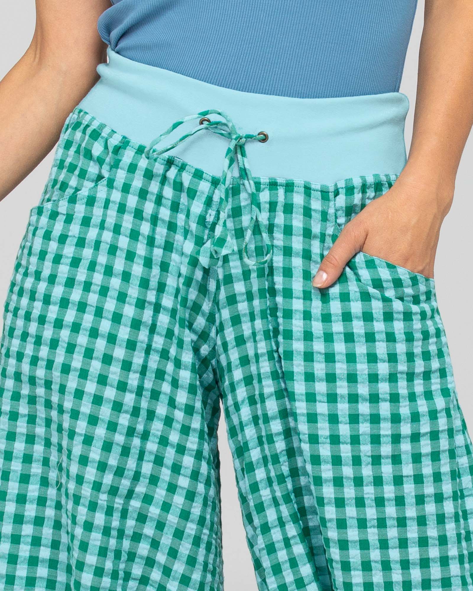 Guru Pant - Green Seersucker