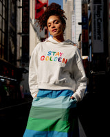 Boom Shankar Meeko Embroidered Jumper White Multi - rainbow Stay Golden embroidery detail